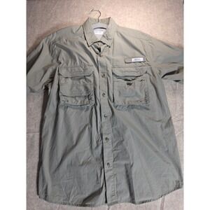 Gander Mountain Guide Series Men Medium Green Fishing Shirt Short Sleeve Utility